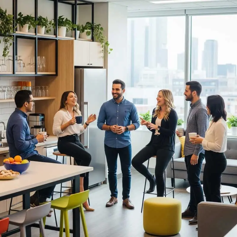 Team collaborating in modern office